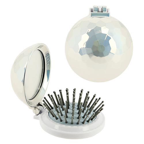 Расческа для волоc LADY PINK с зеркалом Silver disco ball - фото 1