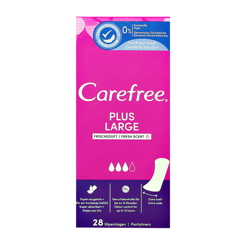 CAREFREE Прокладки ежедневные CAREFREE PLUS LARGE FRESH 28 шт plus large fresh