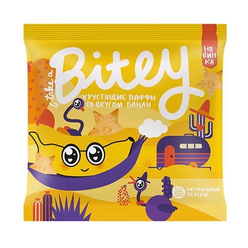 

Экструдированные мультизлаковые фигурки паффы TAKE A BITEY со вкусом банан 20 г