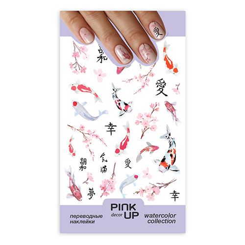 

Наклейки для ногтей PINK UP DECOR WATERCOLOR переводные тон 670