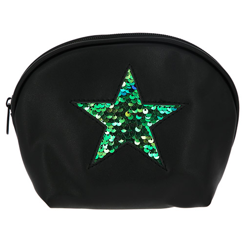 

Косметичка LADY PINK GALAXY овальная с узором из пайеток черная