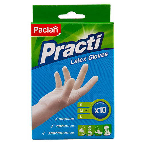 Перчатки хозяйственные PACLAN Practi латексные размер M 10 шт - фото 1