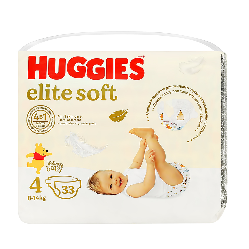 HUGGIES Подгузники HUGGIES ELITE SOFT 8-14 кг 33 шт подгузники huggies elite soft 4 8 14 кг 33 шт