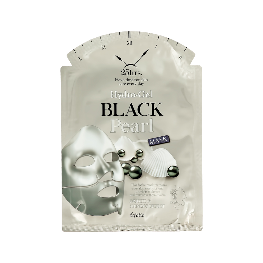 Маска для лица ESFOLIO 25HRS. гидрогелевая с экстрактом черного жемчуга для сияния кожи 28 г