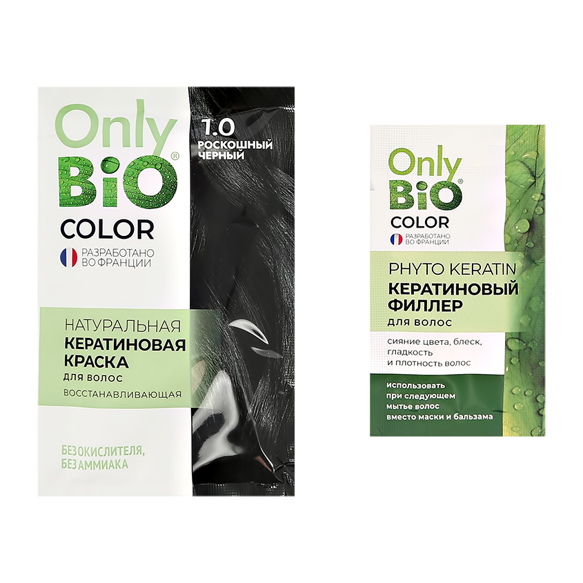Краска для волос `ONLY BIO COLOR` Кератиновая Роскошный черный 50 мл