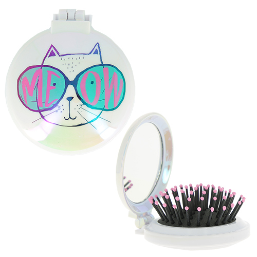 

Расческа для волос LADY PINK MEOW с зеркалом белая