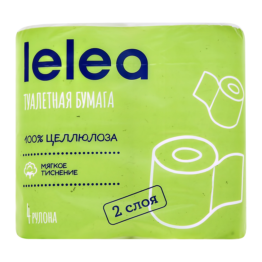 Бумага туалетная LELEA 2-х слойная 4 шт туалетная бумага veiro elite extra белая 4 слоя 4 рулона
