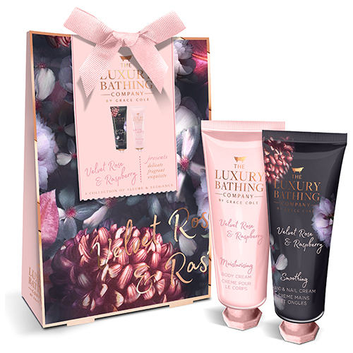 

Набор подарочный женский THE LUXURY BATHING BY GRACE COLE VELVET ROSE & RASPBERRY крем для тела 50 мл, крем для рук и ногтей 50 мл