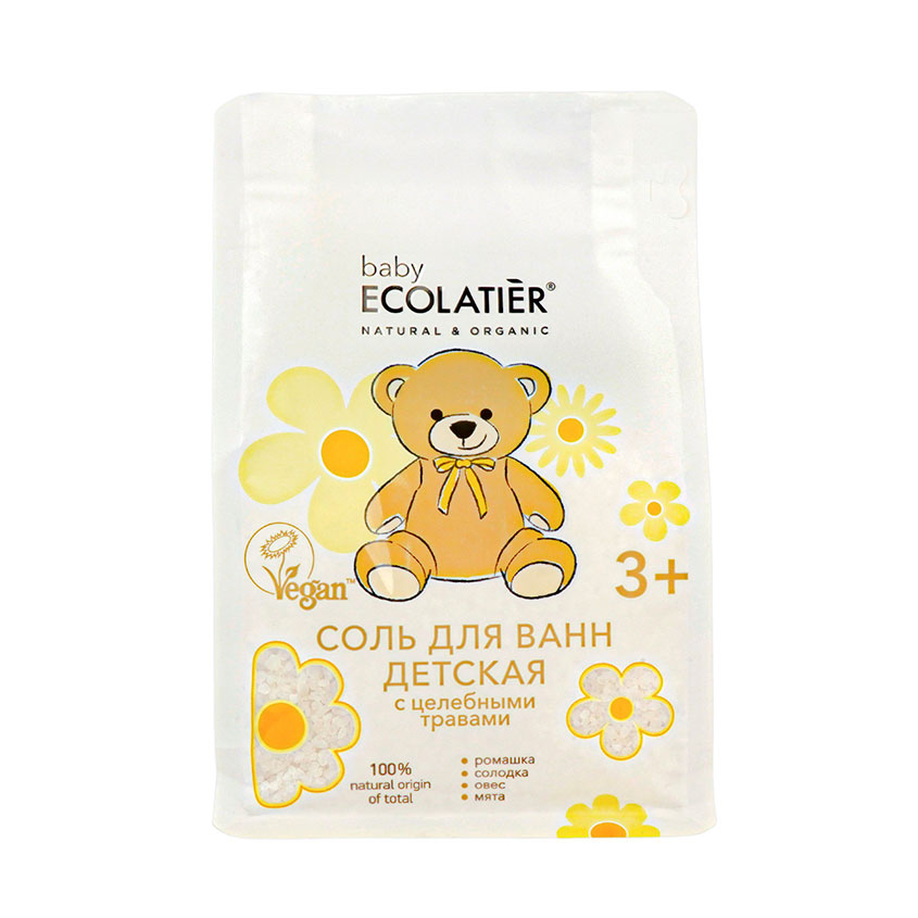 ECOLATIER Соль для ванн ECOLATIER BABY детская 3+ с целебными травами 600 г