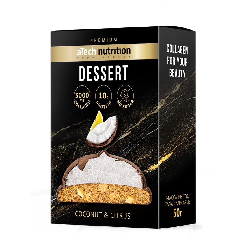 ATECH NUTRITION Печенье глазированное ATECH NUTRITION DESSERТ Кокос и цитрус 50 г протеиновое печенье creme dessert atech nutrition premium 50 г mix в глазури шоу бокс 8 шт