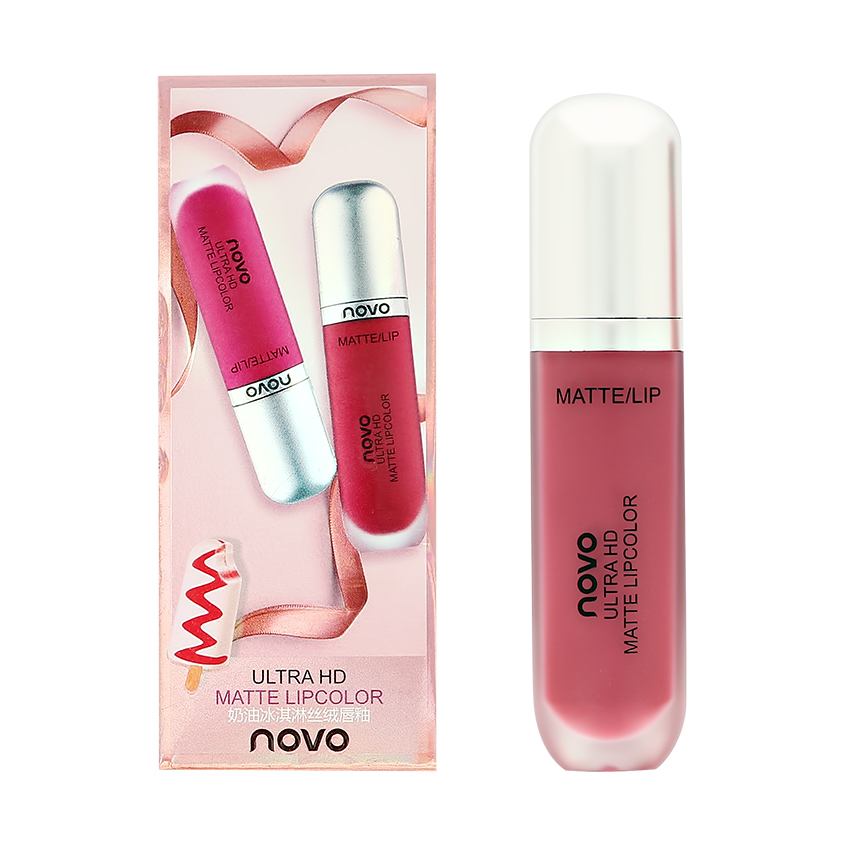 NOVO Помада для губ NOVO ULTRA HD MATTE LIPCOLOR матовая жидкая тон 02