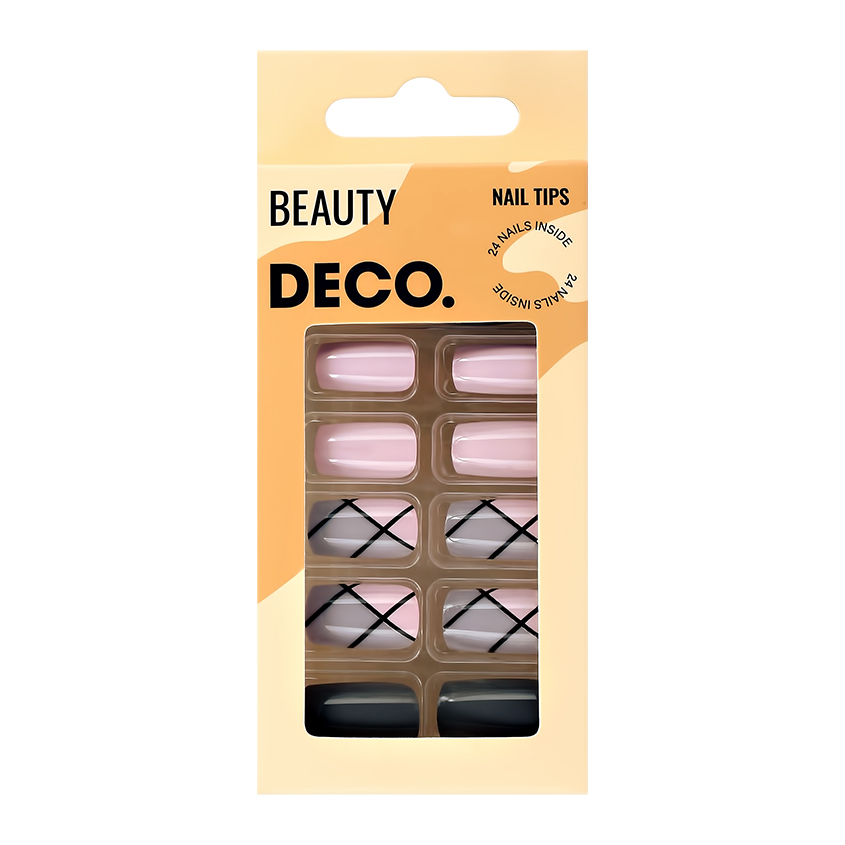 DECO. Набор накладных ногтей с клеевыми стикерами DECO. BEAUTY grey geometry 24 шт + клеевые стикеры