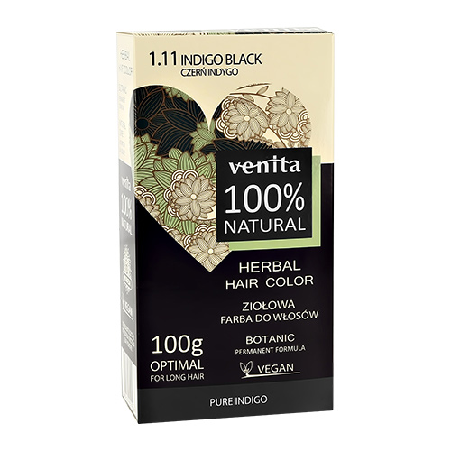 Краска для волос `VENITA` NATURAL 1.11 indigo black (травяная) 100 г