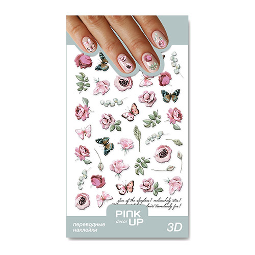 

Наклейки для ногтей PINK UP DECOR 3D переводные тон 880