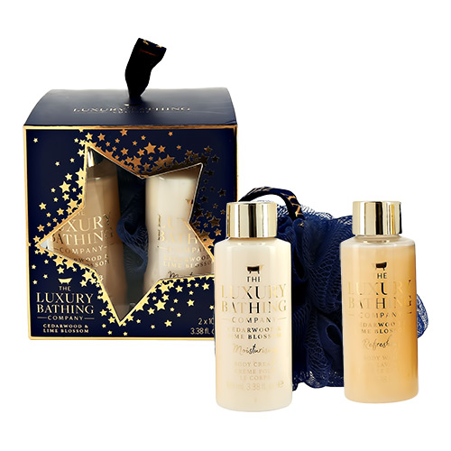 

Набор подарочный женский THE LUXURY BATHING BY GRACE COLE CEDARWOOD & LIME BLOSSOM гель для душа 100 мл, крем для тела 100 мл, мочалка