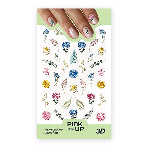 

Наклейки для ногтей PINK UP DECOR 3D переводные тон 689