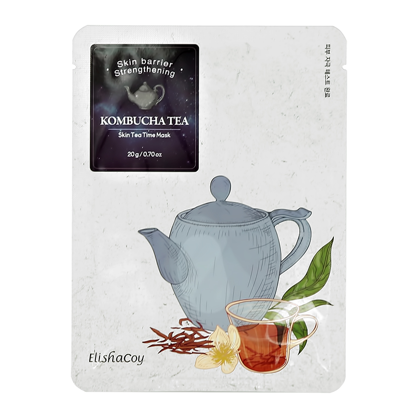 ELISHACOY Маска для лица ELISHACOY SKIN TEA TIME с ферментом чайного гриба укрепляющая 20 г маска для лица elishacoy skin tea time с экстрактом листьев перечной мяты успокаивающая 20 г