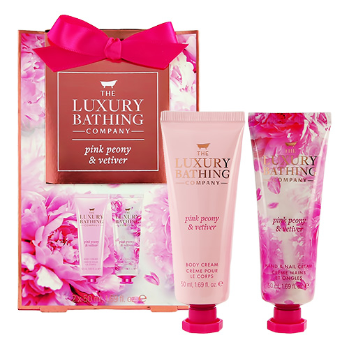 

Набор подарочный женский THE LUXURY BATHING BY GRACE COLE PINK PEONY & VETIVER крем для рук и ногтей 50 мл, крем для тела 50 мл