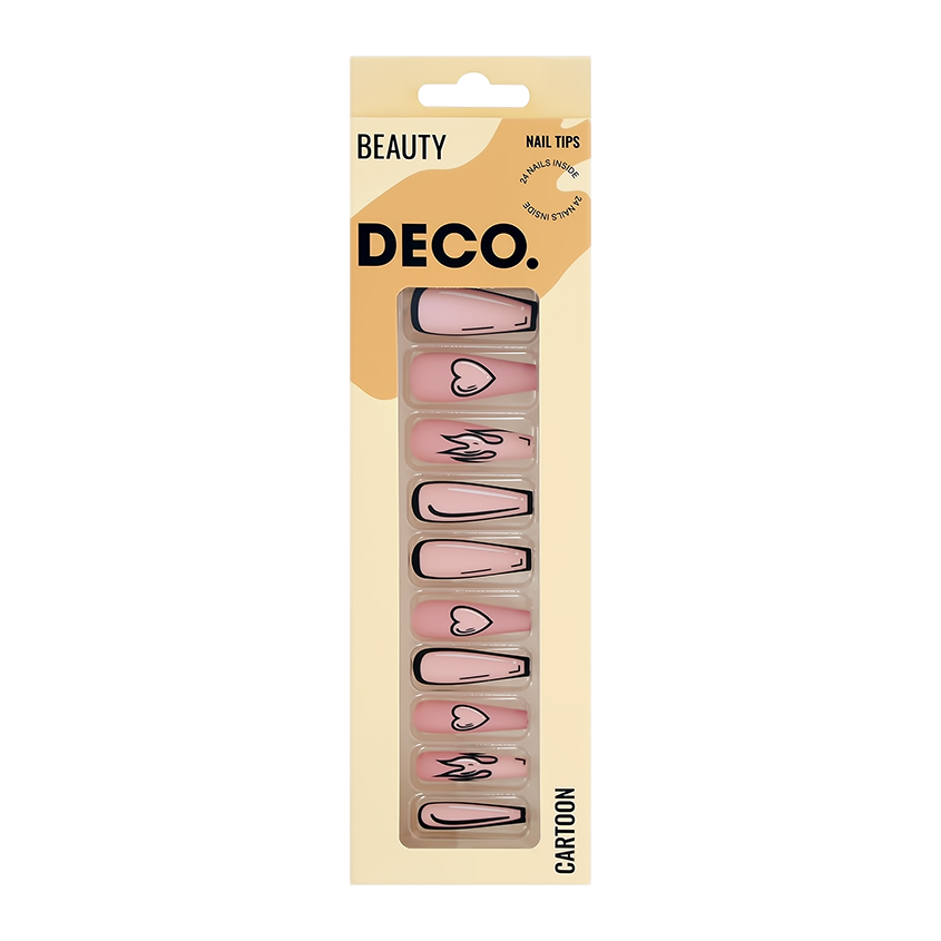 Набор накладных ногтей с клеевыми стикерами DECO. CARTOON only love 24 шт + клеевые стикеры 24 шт