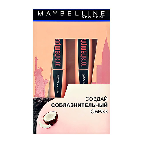 

Набор подарочный женский MAYBELLINE тушь для ресниц TOTAL TEMPTATION черная 2 шт