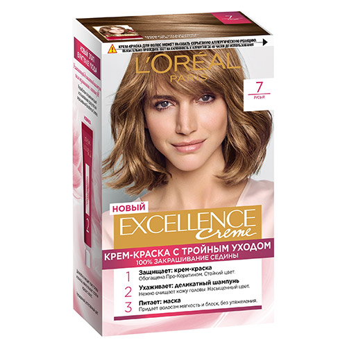 Крем-краска для волос `LOREAL` `EXCELLENCE` тон 7 (Русый)