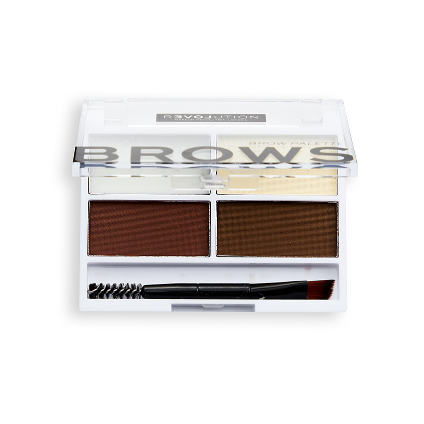 Набор для бровей REVOLUTION RELOVE BROWS BROW PALETTE тон dark набор средств для бровей relove revolution палетка теней для бровей воск для фиксации бровей colour cult brow palette