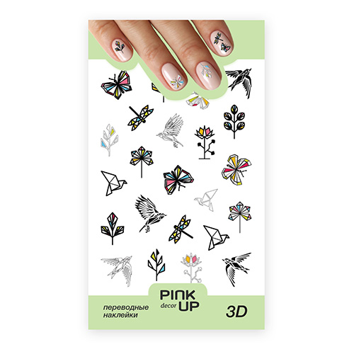 

Наклейки для ногтей PINK UP DECOR 3D переводные тон 767