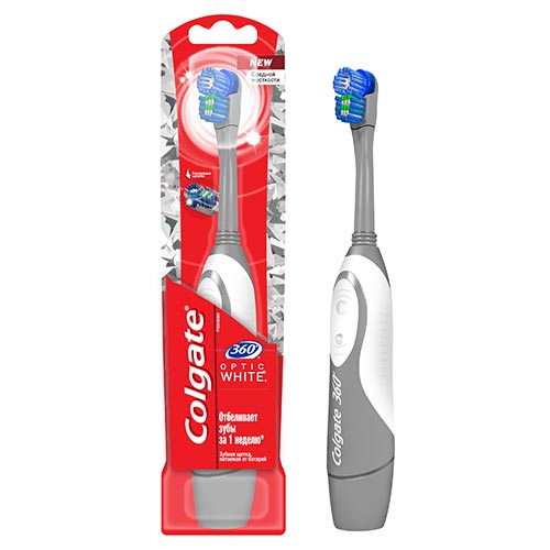 Щетка зубная электрическая COLGATE OPTIC WHITE отбеливающая средняя