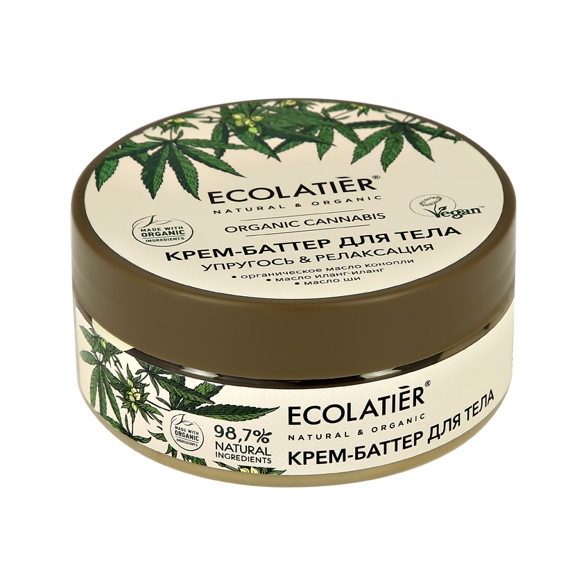 Крем-баттер для тела ECOLATIER ORGANIC CANNABIS Упругость & релаксация 150 мл