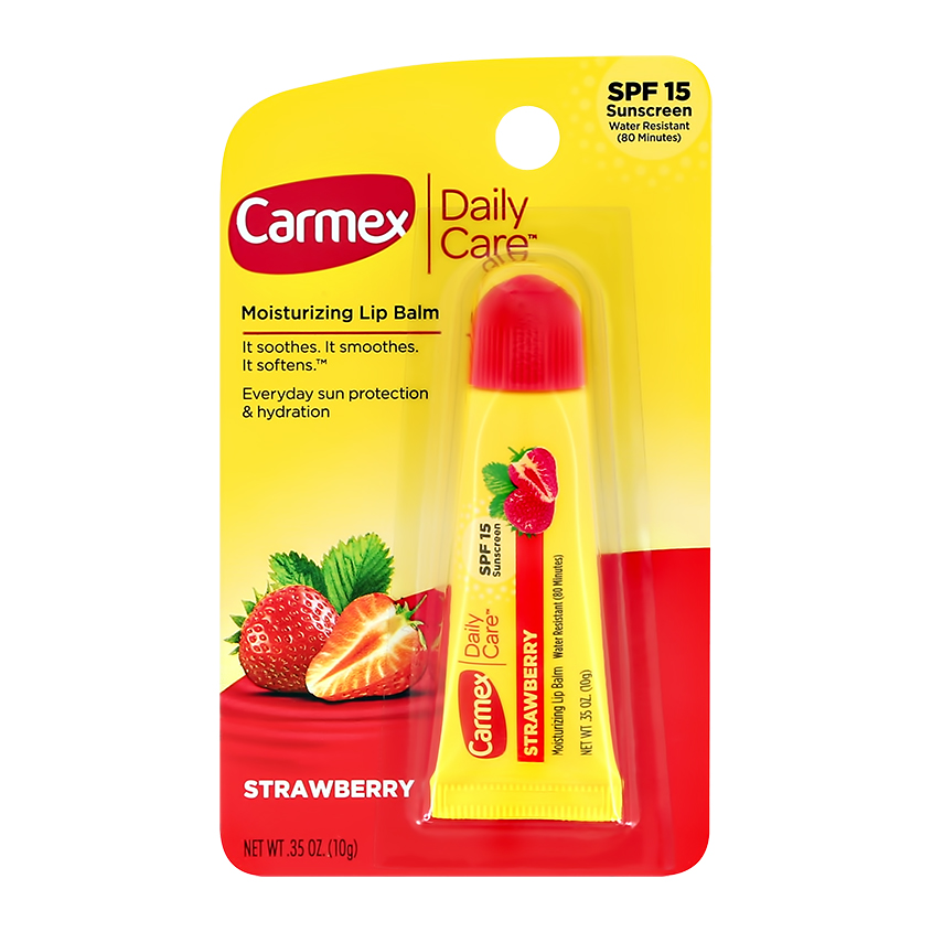 Бальзам для губ CARMEX КЛУБНИКА в тубе SPF-15 10 г carmex бальзам для губ strawberry tube желтый