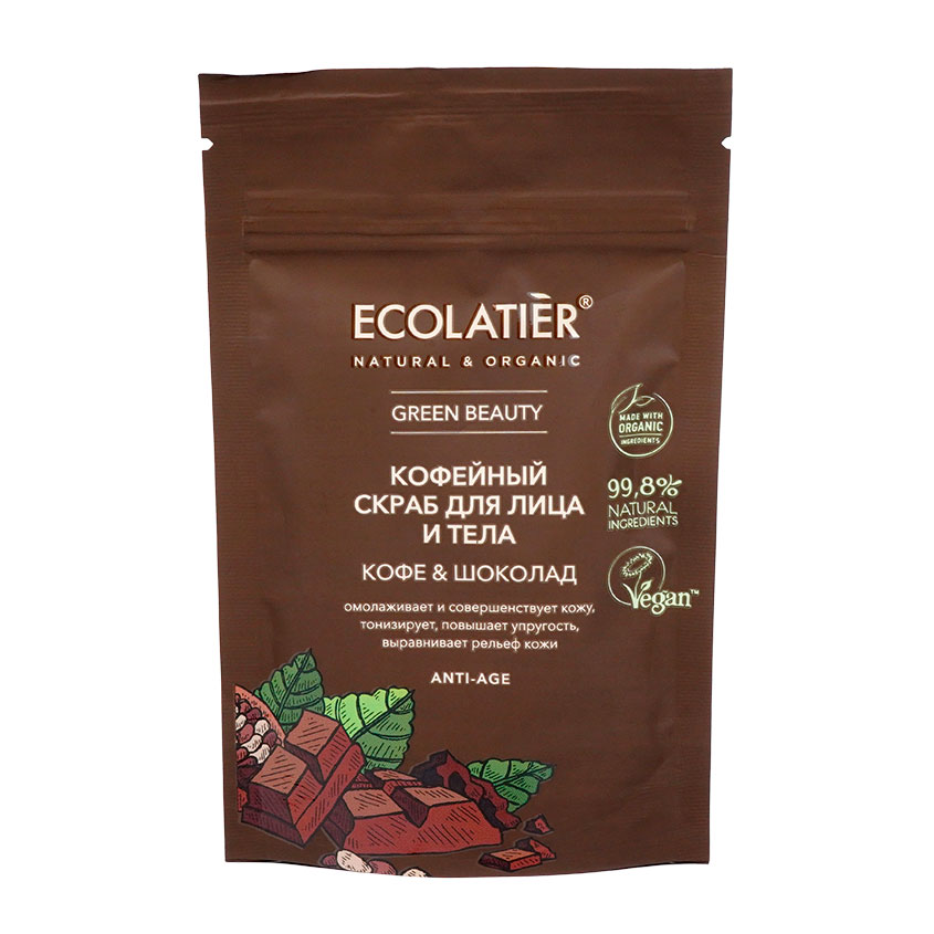 Скраб для лица и тела ECOLATIER КОФЕ &amp; ШОКОЛАД Омолаживающий 40 г