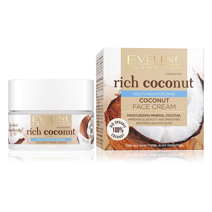 Крем для лица EVELINE RICH COCONUT интенсивно увлажняющий 50 мл