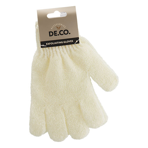Перчатки для душа `DECO.` отшелушивающие (белые) 2 шт