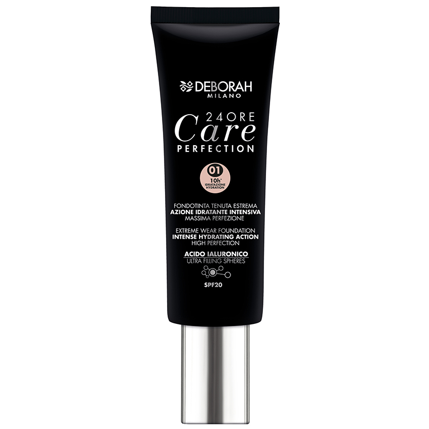 DEBORAH Крем тональный для лица DEBORAH 24ORE CARE PERFECTION EXTREME WEAR тон 01 белоснежный