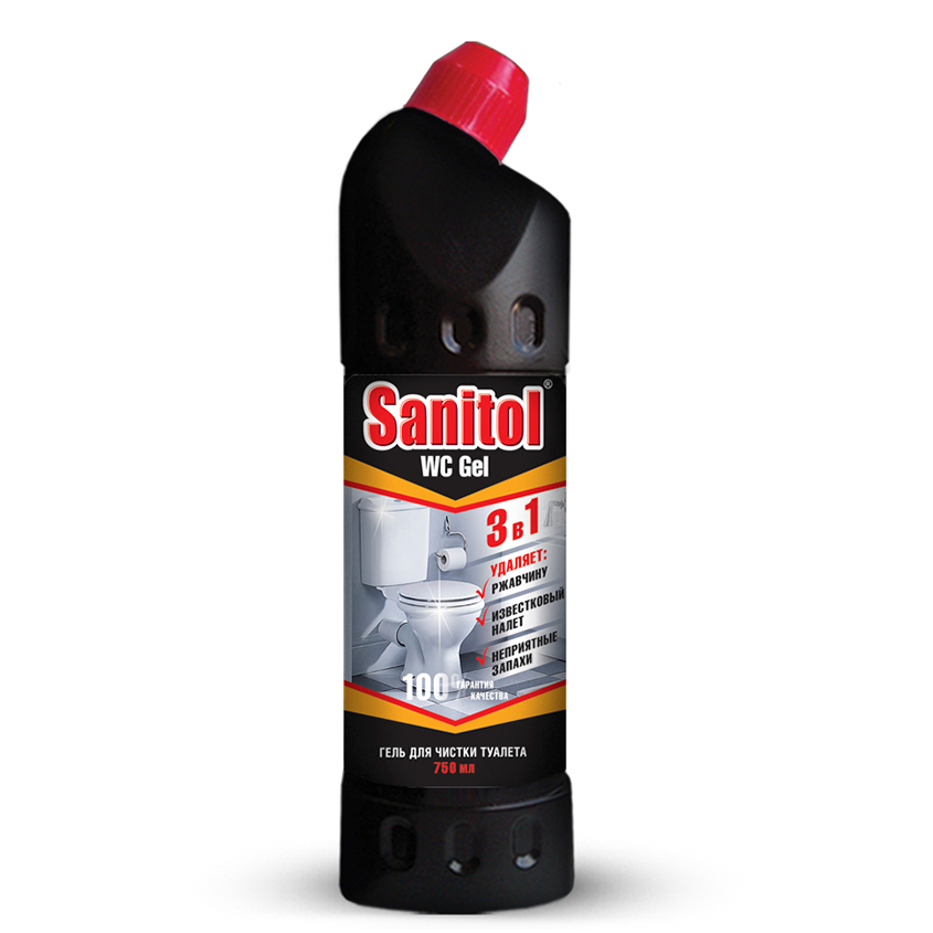 SANITOL Чистящий гель SANITOL для туалета 3 в 1 750 мл чистящий гель professional brand для туалета дезинфицирующий 750 мл