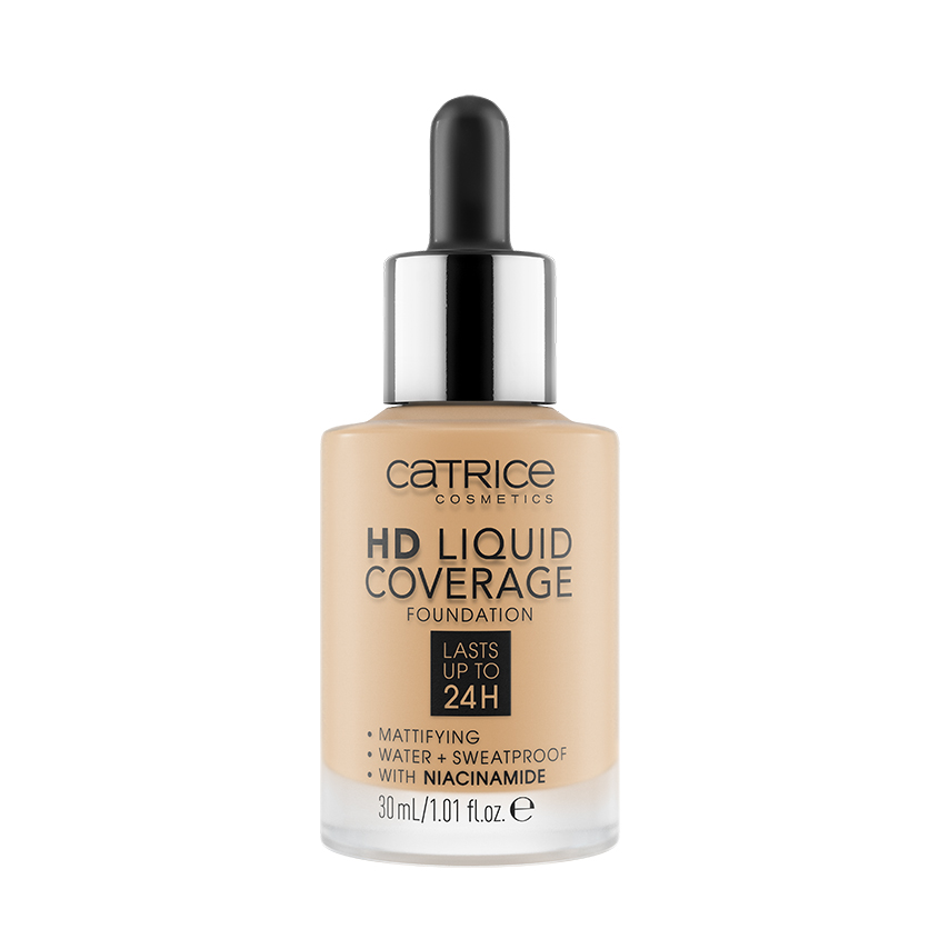 Основа тональная для лица CATRICE HD LIQUID COVERAGE тон 036 hazelnut beige светло-ореховый catrice основа тональная для лица catrice hd liquid coverage тон 032 nude beige