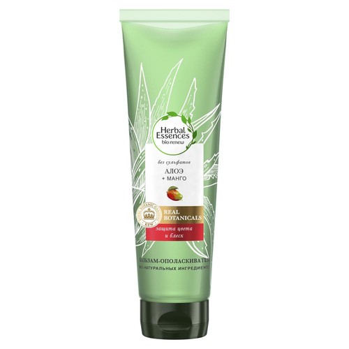 

Бальзам-ополаскиватель HERBAL ESSENCES алоэ и манго защита цвета и блеск без сульфатов 275 мл