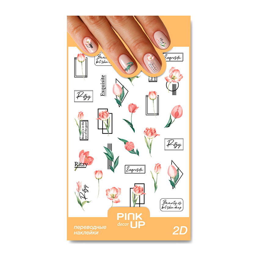 

Наклейки для ногтей PINK UP DECOR 2D переводные тон 55