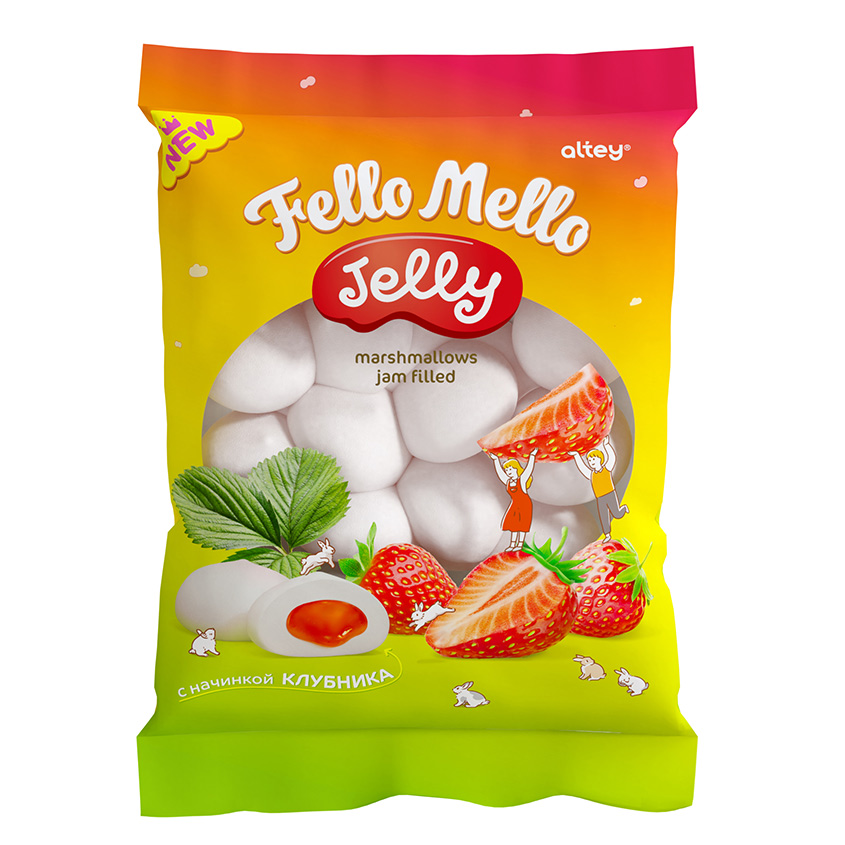 Жевательный зефир `FELLO MELLO` со вкусом клубники 55 г