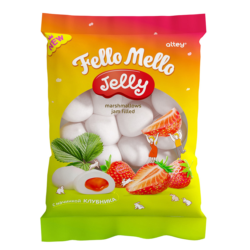 FELLO MELLO Жевательный зефир FELLO MELLO со вкусом клубники 55 г зефир славконд со вкусом клубники 400 г