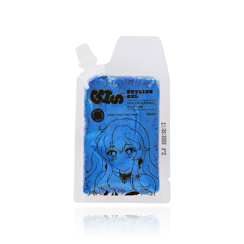 цена Глиттер-гель GIS для волос, лица и тела Cosmic Blue 30 мл