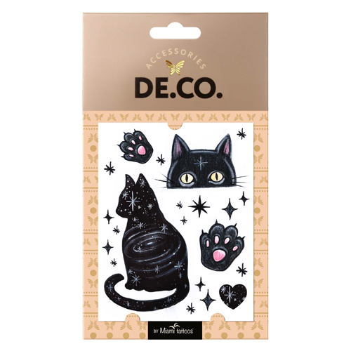 

Татуировка для тела DE.CO. WATERCOLOR STORY by Miami tattoos переводная Black cat