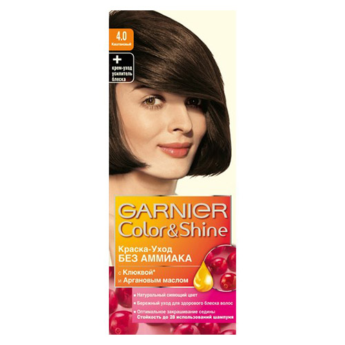 

Краска для волос GARNIER COLOR & SHINE тон 4.0 Каштановый