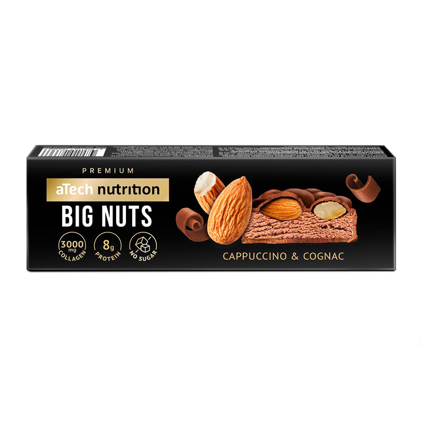 Батончик глазированный ATECH NUTRITION BIG NUTS со вкусом капучино и коньяка с миндалем 40 г