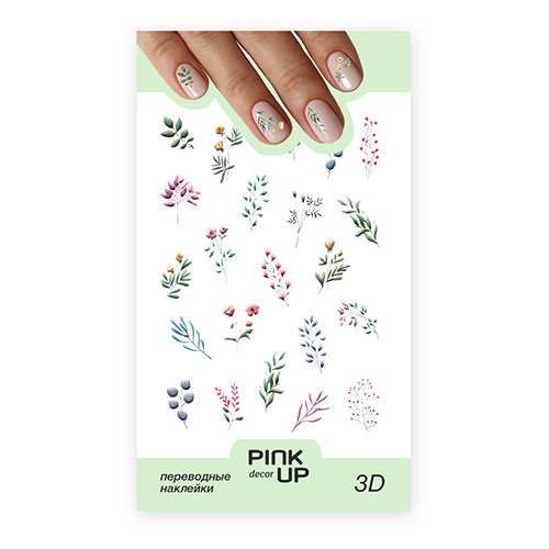 

Наклейки для ногтей PINK UP DECOR 3D переводные тон 783