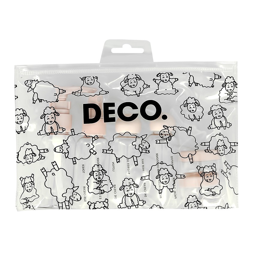 Набор дорожных флаконов `DECO.` в косметичке 8 предметов (yoga sheep)