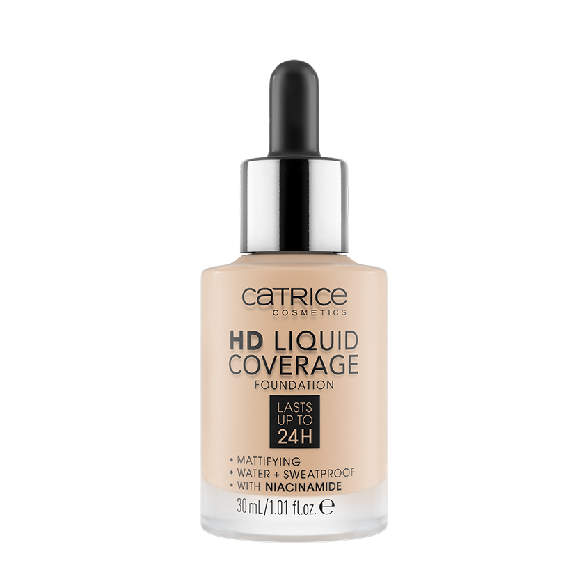 CATRICE Основа тональная для лица CATRICE HD LIQUID COVERAGE тон 010 Light Beige catrice тональная основа hd liquid coverage foundation тон 002 porcelain beige фарфоровый бежевый