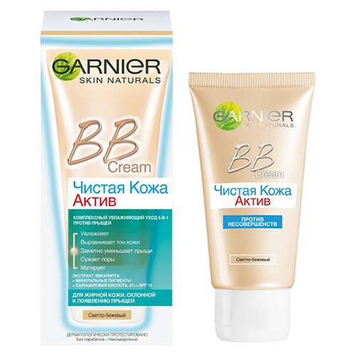 Крем для лица GARNIER SKIN NATURALS BB CREAM Чистая кожа актив комплексный светло-бежевый 50 мл