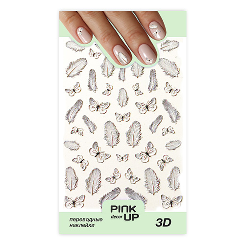 

Наклейки для ногтей PINK UP DECOR 3D переводные тон 655