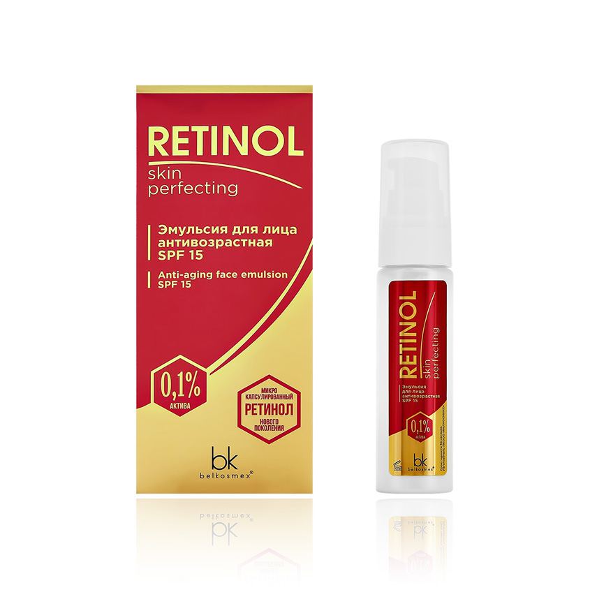 Эмульсия для лица BELKOSMEX RETINOL SKIN PERFECTING антивозрастная SPF-15 30 г эмульсия для лица belkosmex эмульсия для лица антивозрастная spf 15 retinol skin perfecting